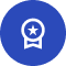 A blue circle contains a white icon of a ribbon with a star in the center, perfect for showcasing top-notch auto repair services in Surrey and Delta.